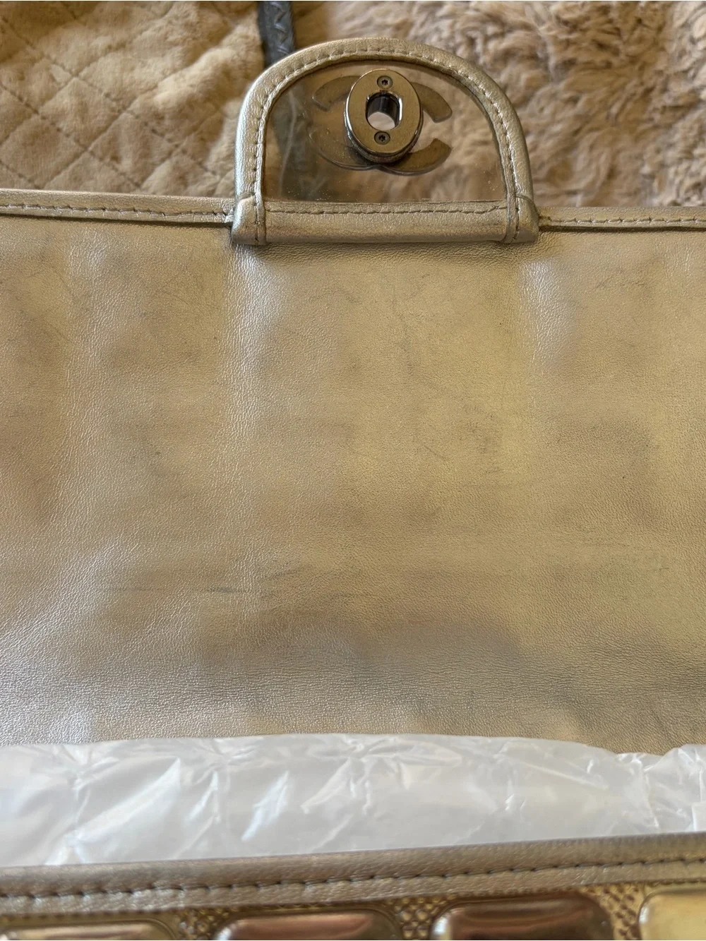 Chanel PVC with calfskin Ice Cube Flap bag medium in Silver 2008